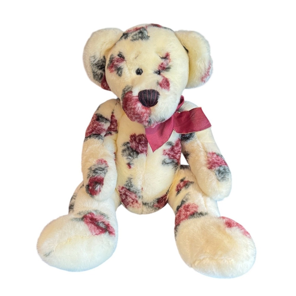 Ganz Heritage‎ Collection Rosabella Teddy Bear Cream Red Rose Floral Plush 12"